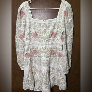 ANTONIO MELANI Judy Floral Embroidered Square Neck A-Line Dress Size 8